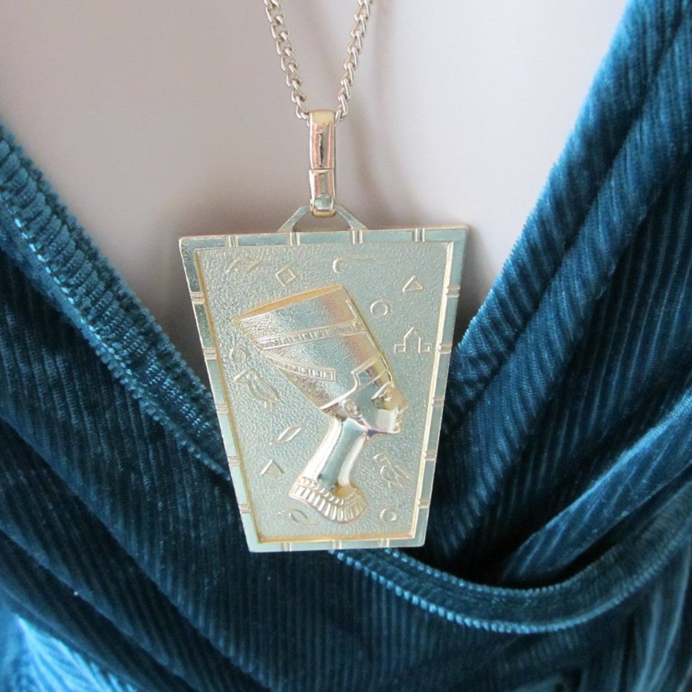 Vintage Germany Gold Tone Nefertiti Necklace